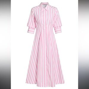 Simkhai jazz striped pintuck shirt dress size large